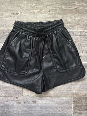 Joie Black Regan Vegan Leather Shorts. Size 2